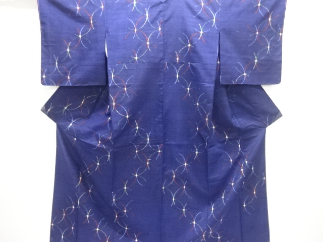 未使用品　破れ七宝模様織り出し手織り紬着物